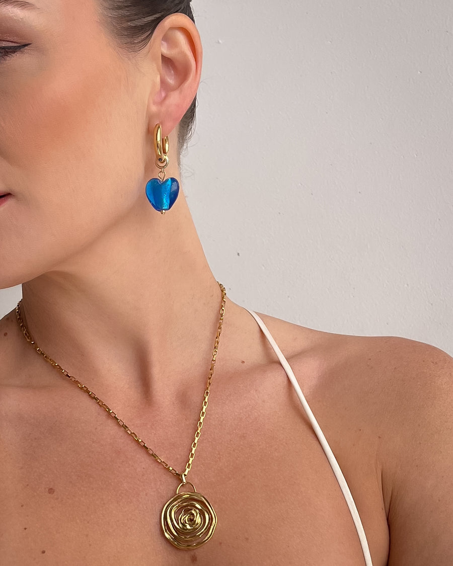 OCEAN WAVE HEART DROP EARRINGS BLUE