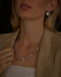 Thumbnail for MARGOT FRESH WATER PEARL CHAIN NECKLACE PLATINUM SILVER