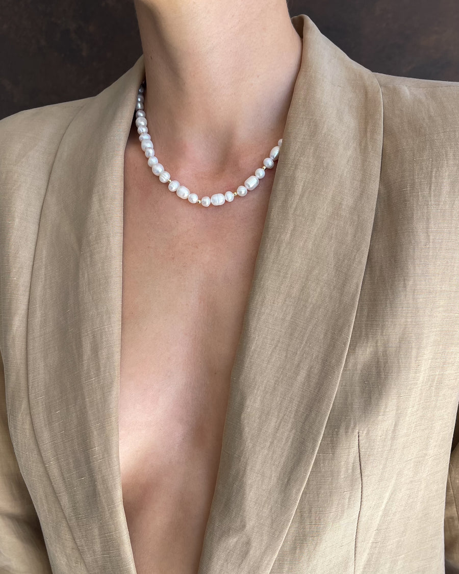 Lunaria Frequency Pearl Necklace – 18K Gold