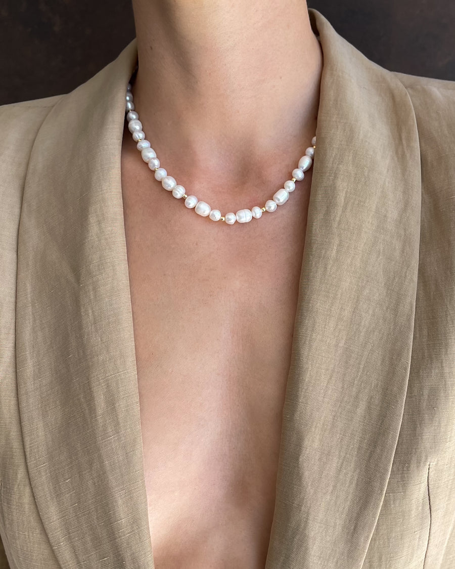 Lunaria Frequency Pearl Necklace – 18K Gold