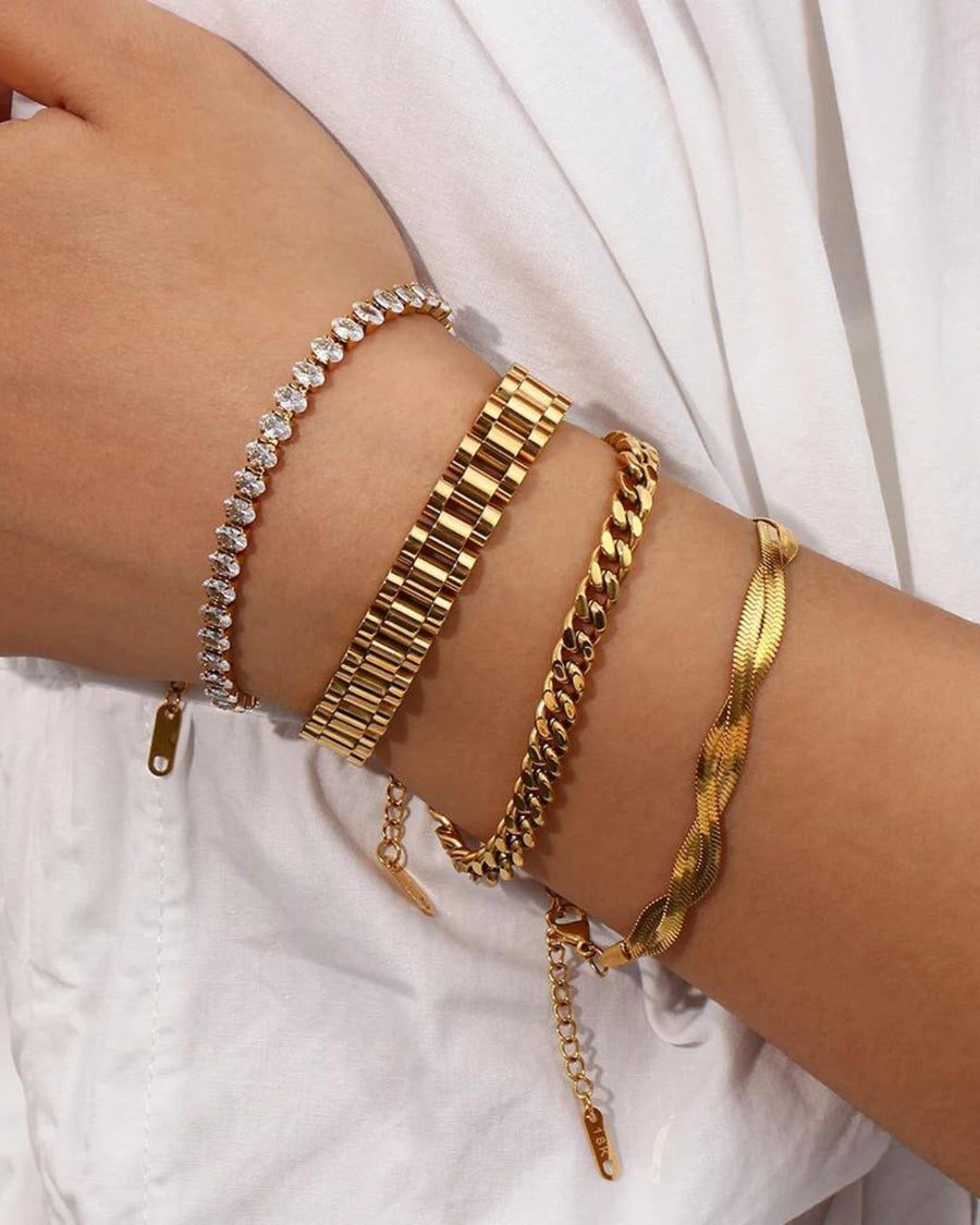 MINIMALIST CUBAN CHAIN BRACELET 18K GOLD PVD - STUDIO JO STORE  