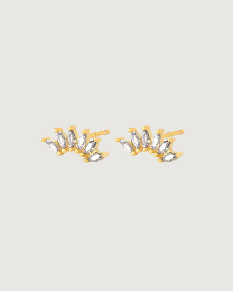 MARQUISE CRYSTAL CLIMBER STUD EARRINNGS 18K GOLD PVD - STUDIO JO STORE  