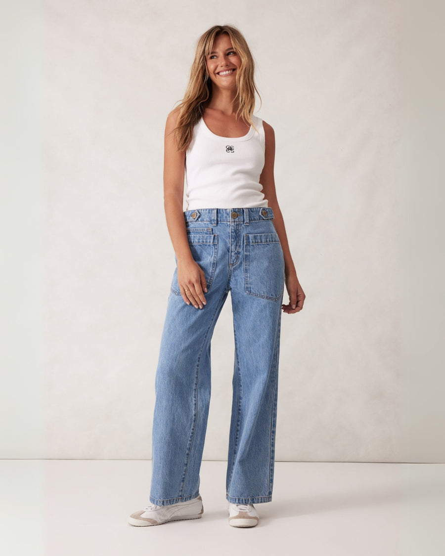 ZOE CONTOUR RIB SCOOP TANK WHITE - STUDIO JO STORE  