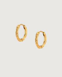 Thumbnail for Organic Hammered Mini Hoops – 15mm 18K Gold PVD