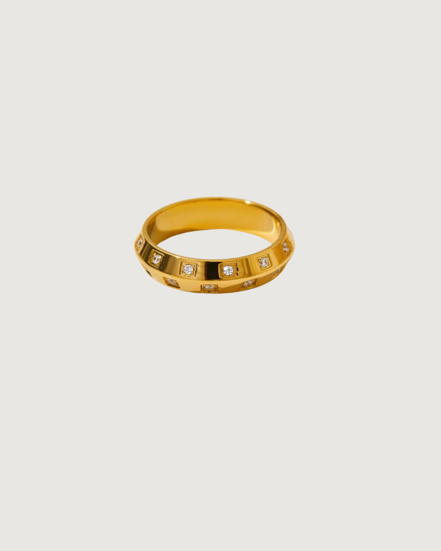 EMPRESS STUDDED BAND RING GOLD - STUDIO JO STORE  