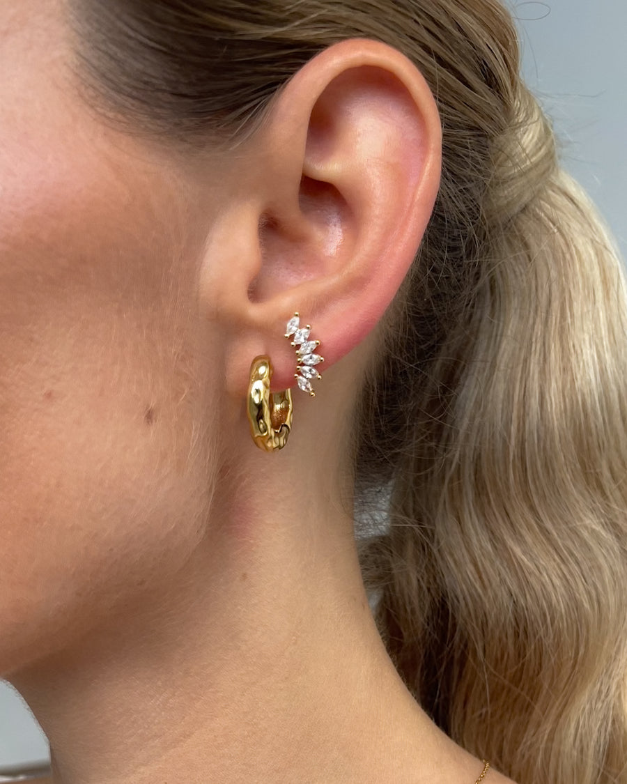 MARQUISE CRYSTAL CLIMBER STUD EARRINNGS 18K GOLD PVD - STUDIO JO STORE  