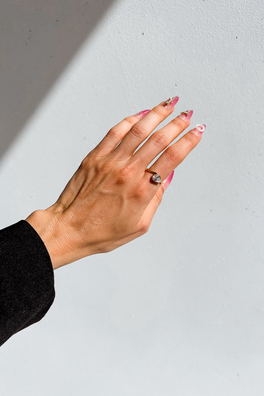 TEARDROP DIAMOND RING 18K GOLD PVD - STUDIO JO STORE  