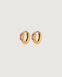 Thumbnail for PINK ZIRCON HUGGIE HOOP EARRINGS SET 18K GOLD PVD - STUDIO JO STORE  