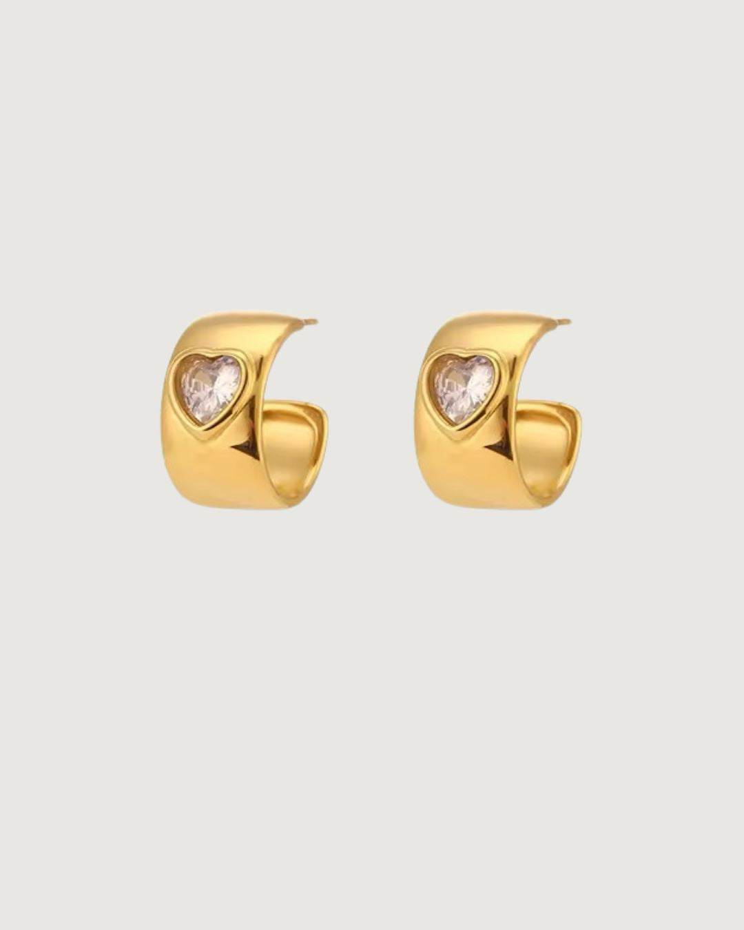 DIAMOND HEART HUGGIE EARRINGS GOLD - STUDIO JO STORE  