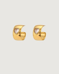 Thumbnail for DIAMOND HEART HUGGIE EARRINGS GOLD - STUDIO JO STORE  