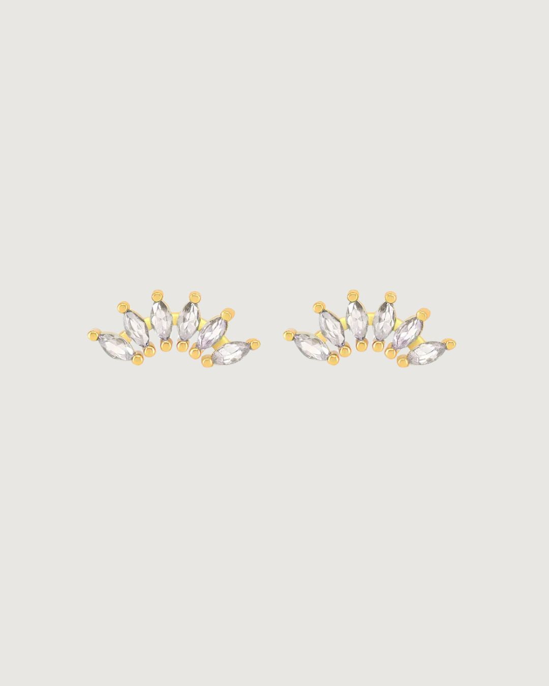 MARQUISE CRYSTAL CLIMBER STUD EARRINNGS 18K GOLD PVD - STUDIO JO STORE  