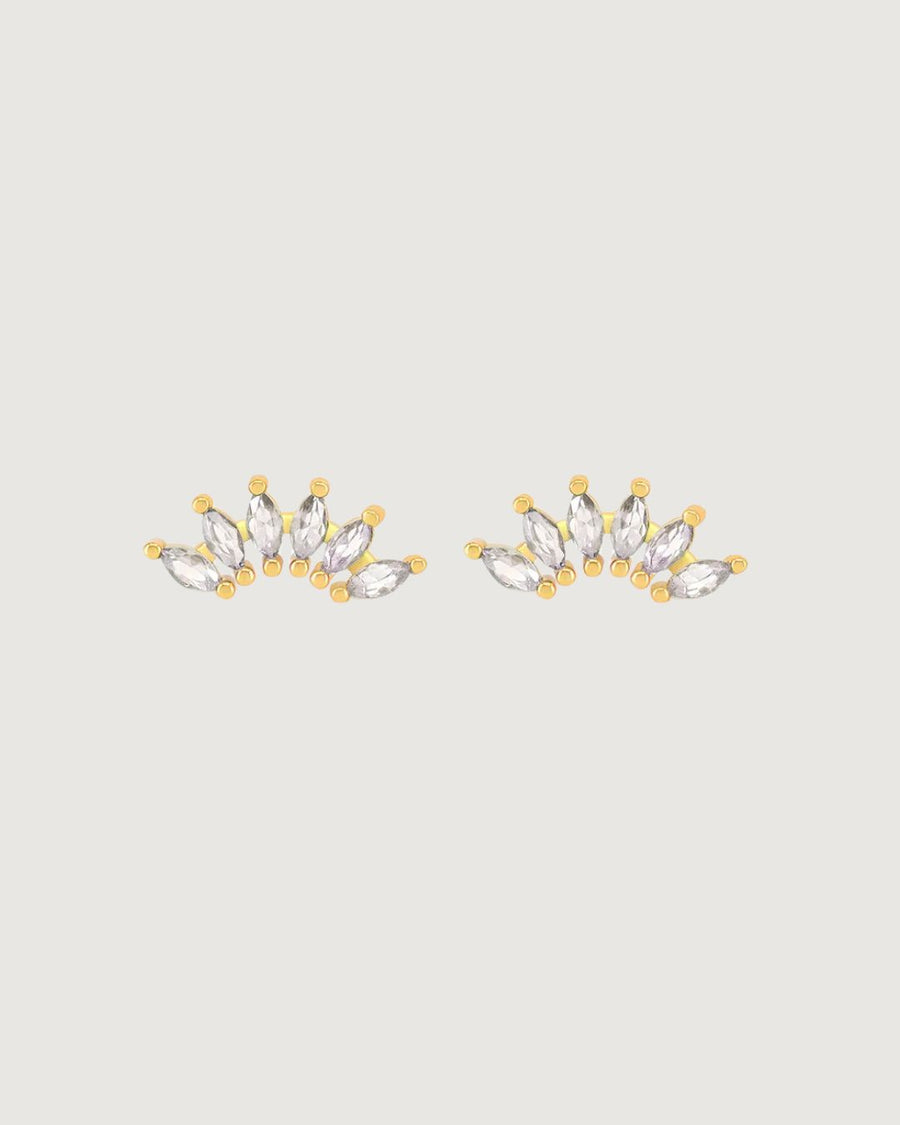 MARQUISE CRYSTAL CLIMBER STUD EARRINNGS 18K GOLD PVD - STUDIO JO STORE  