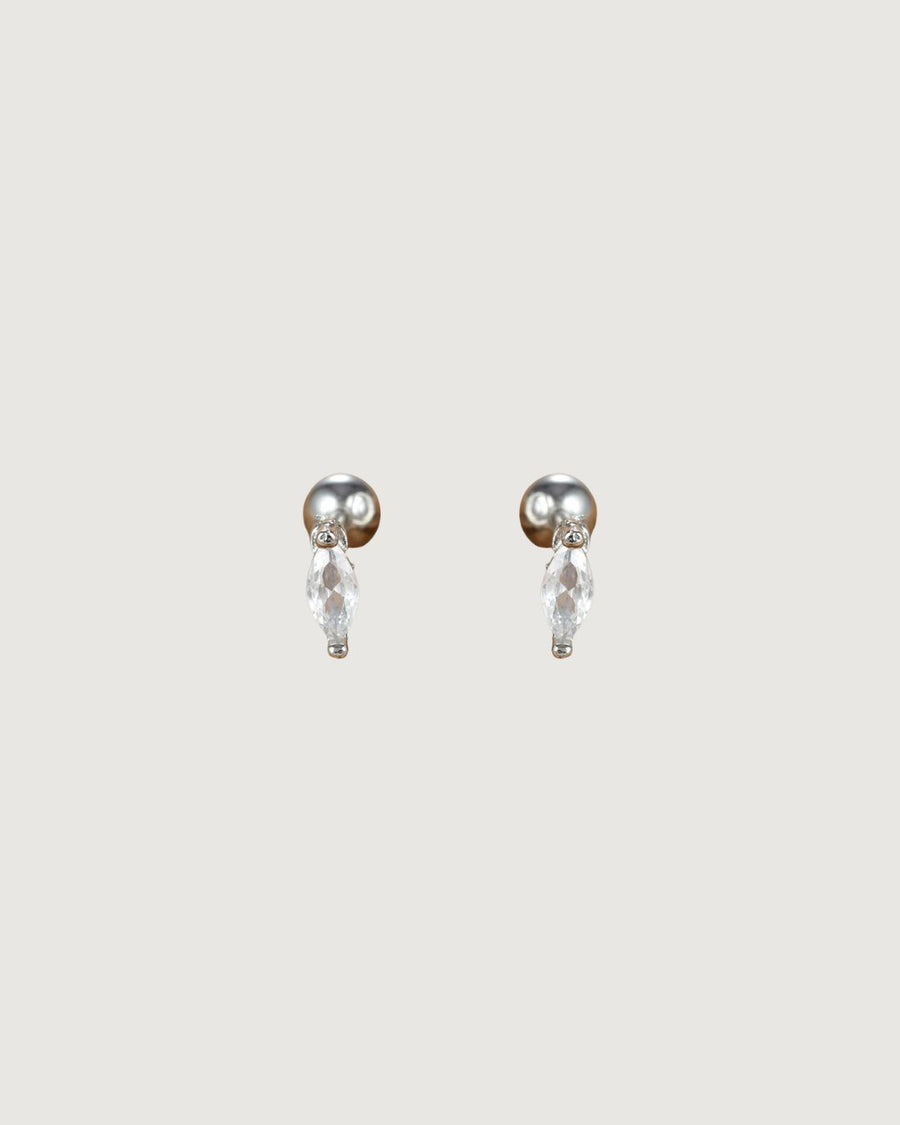 MARQUISE-CUT STUD EARRINGS SILVER - STUDIO JO STORE  