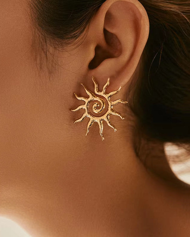 SUNFLOWER SUN STUD EARRINGS GOLD - STUDIO JO STORE  