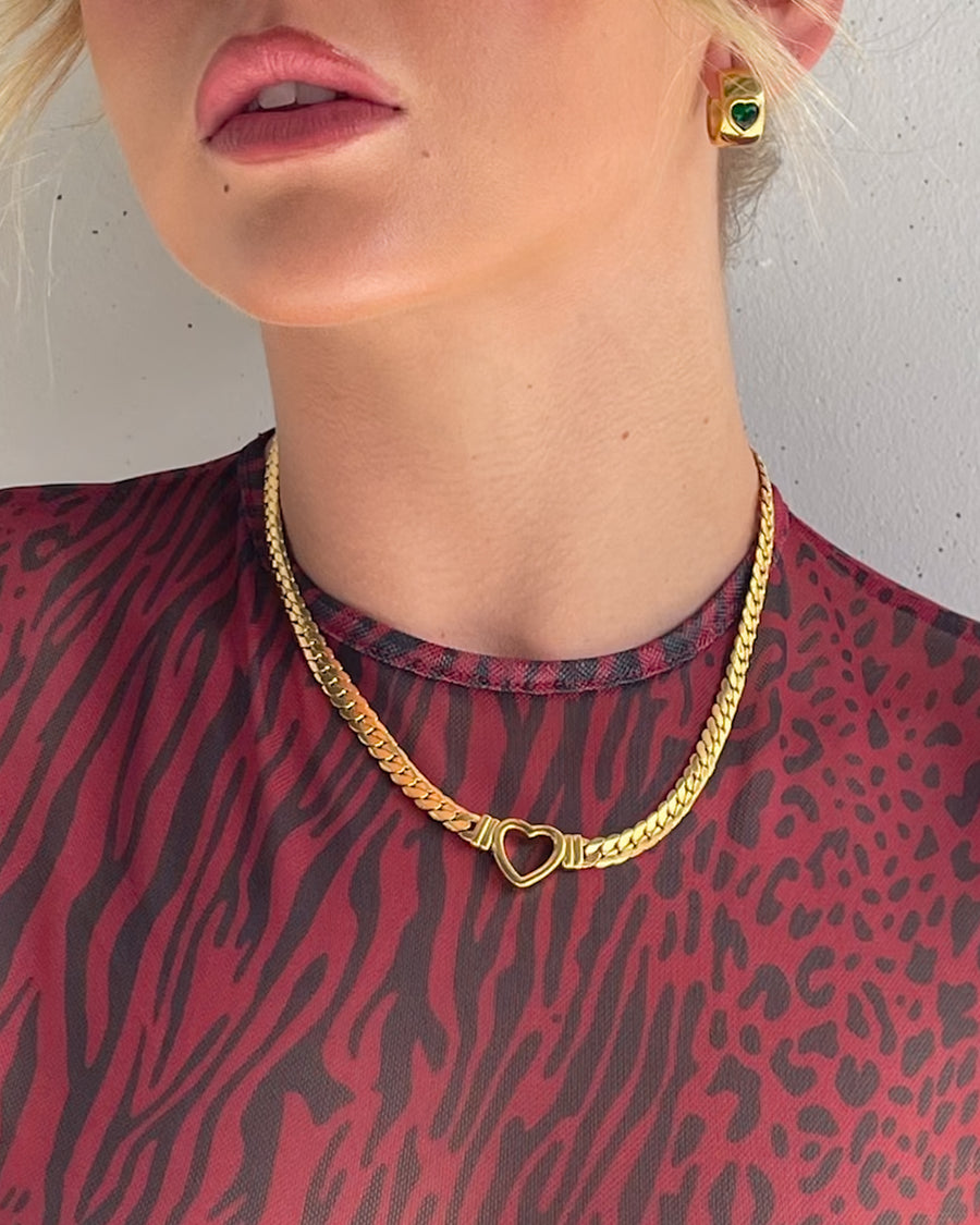 YOU ARE MINE HOLLOW HEART CHOKER CHAIN NECKLACE GOLD - STUDIO JO STORE  