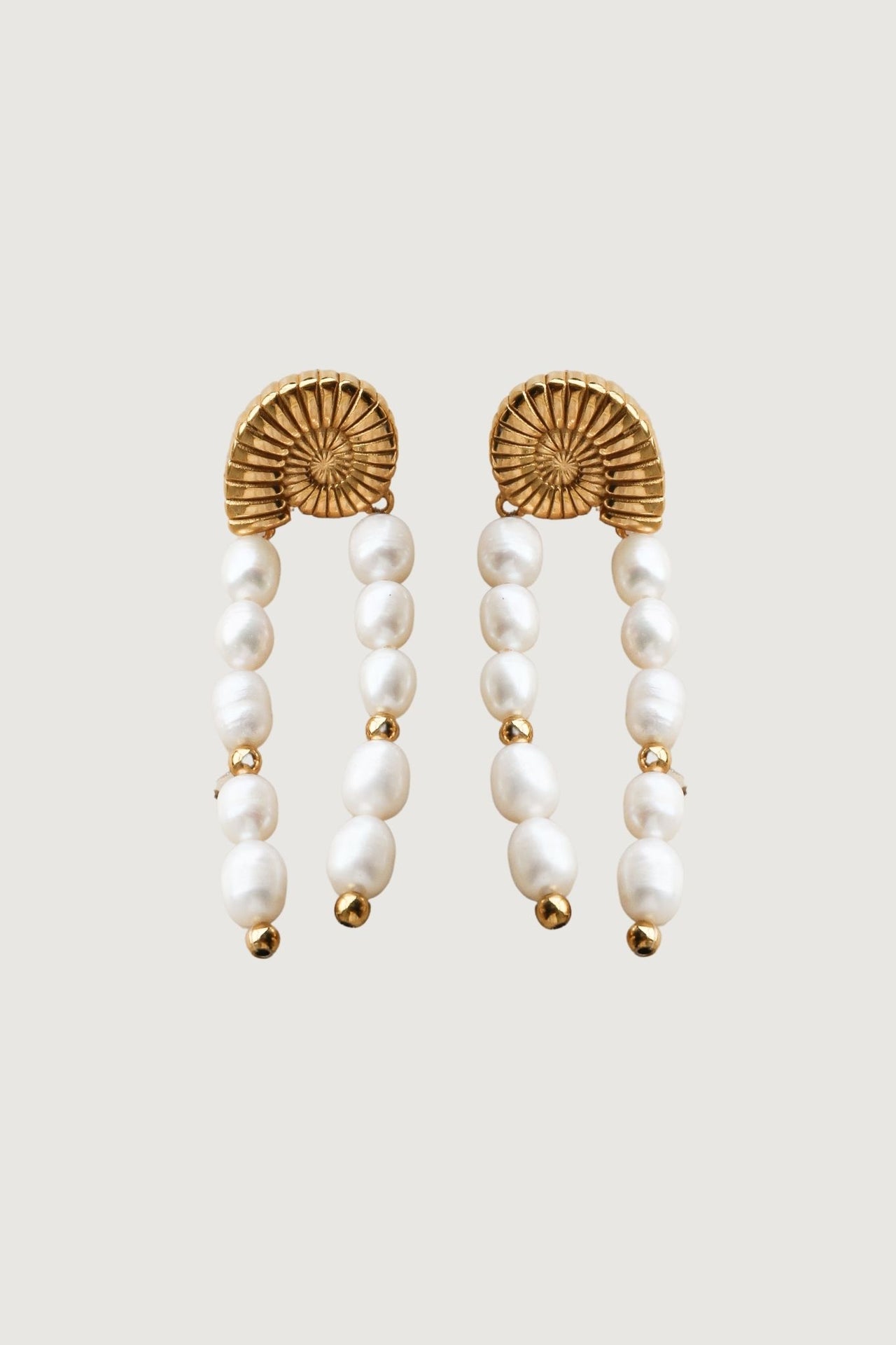 Conch Shell Pearl Drop Tassel Earrings