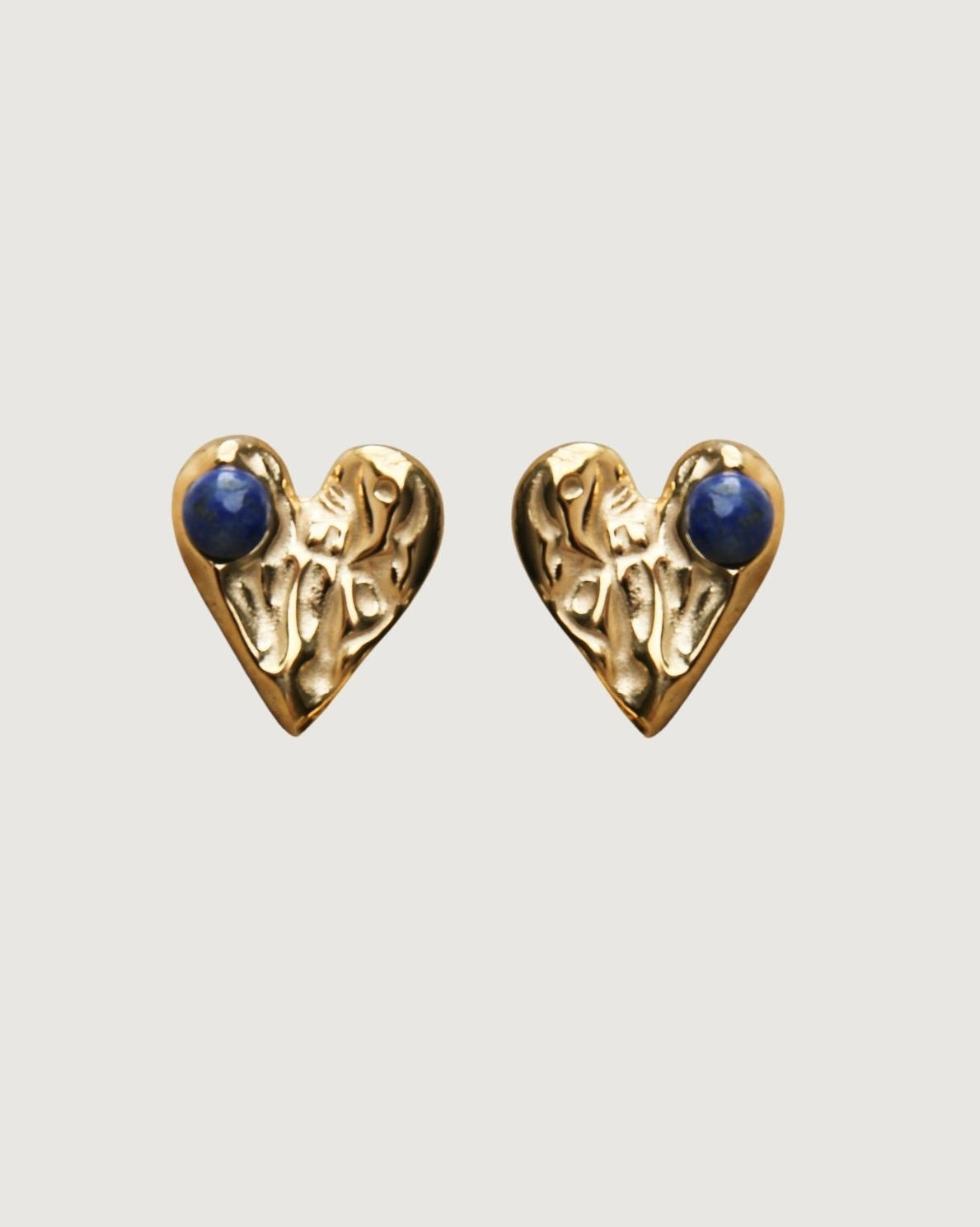 GOLD TEXTURED HEART STUD EARRINGS