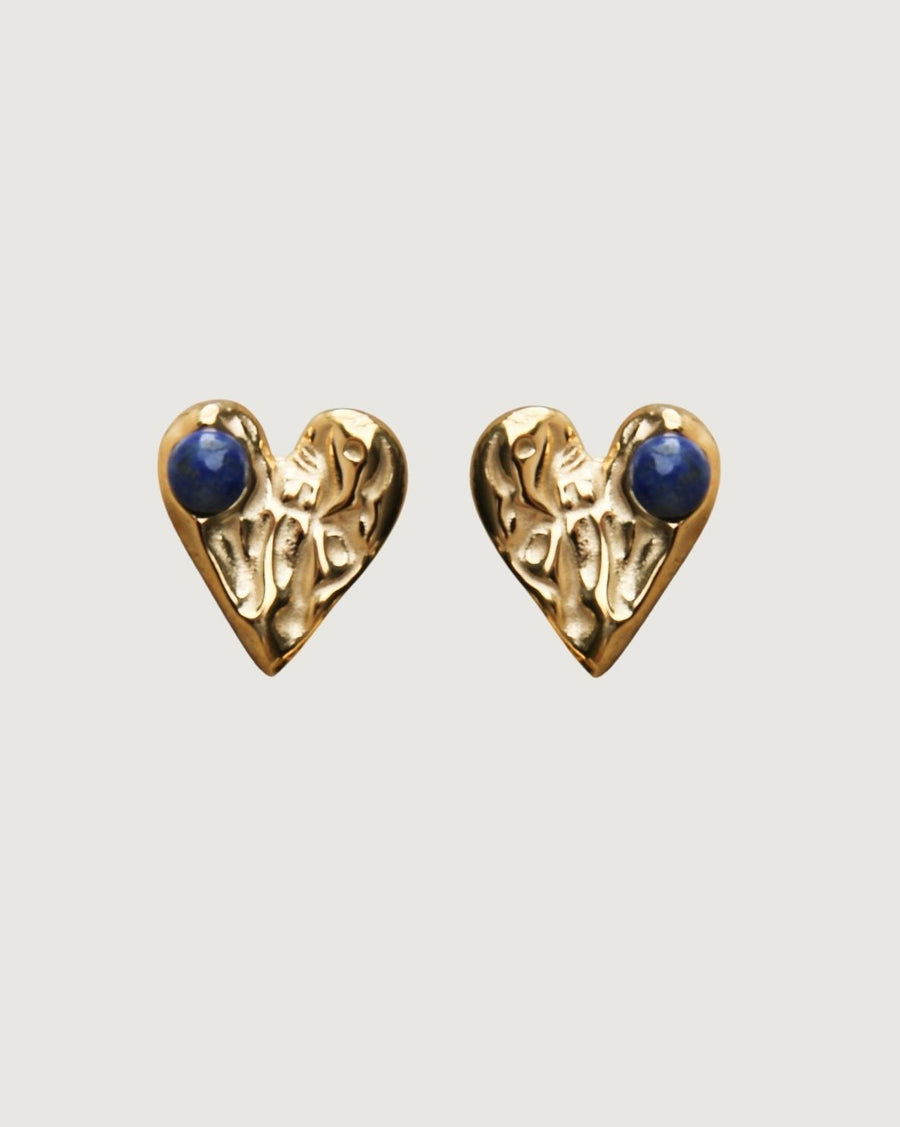GOLD TEXTURED HEART STUD EARRINGS - STUDIO JO STORE  