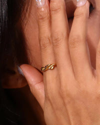 Thumbnail for ORGANIC HAMMERED TIDE CURVE RING 18K GOLD - STUDIO JO STORE  