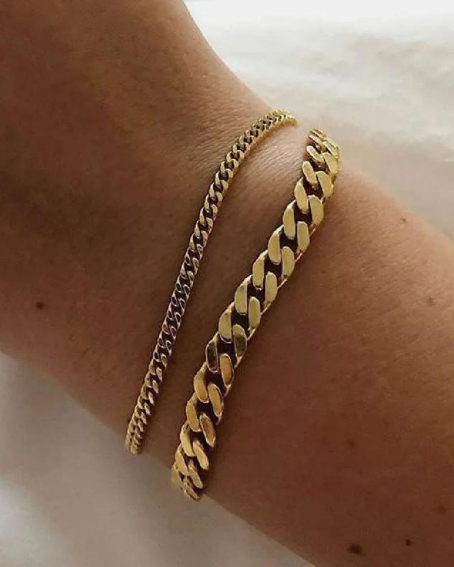 MINIMALIST CUBAN CHAIN BRACELET MINI 18K GOLD PVD - STUDIO JO STORE  