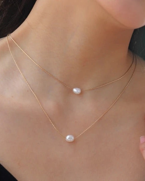 Double Freshwater pearl Natural Stone Choker necklace - STUDIO JO STORE  