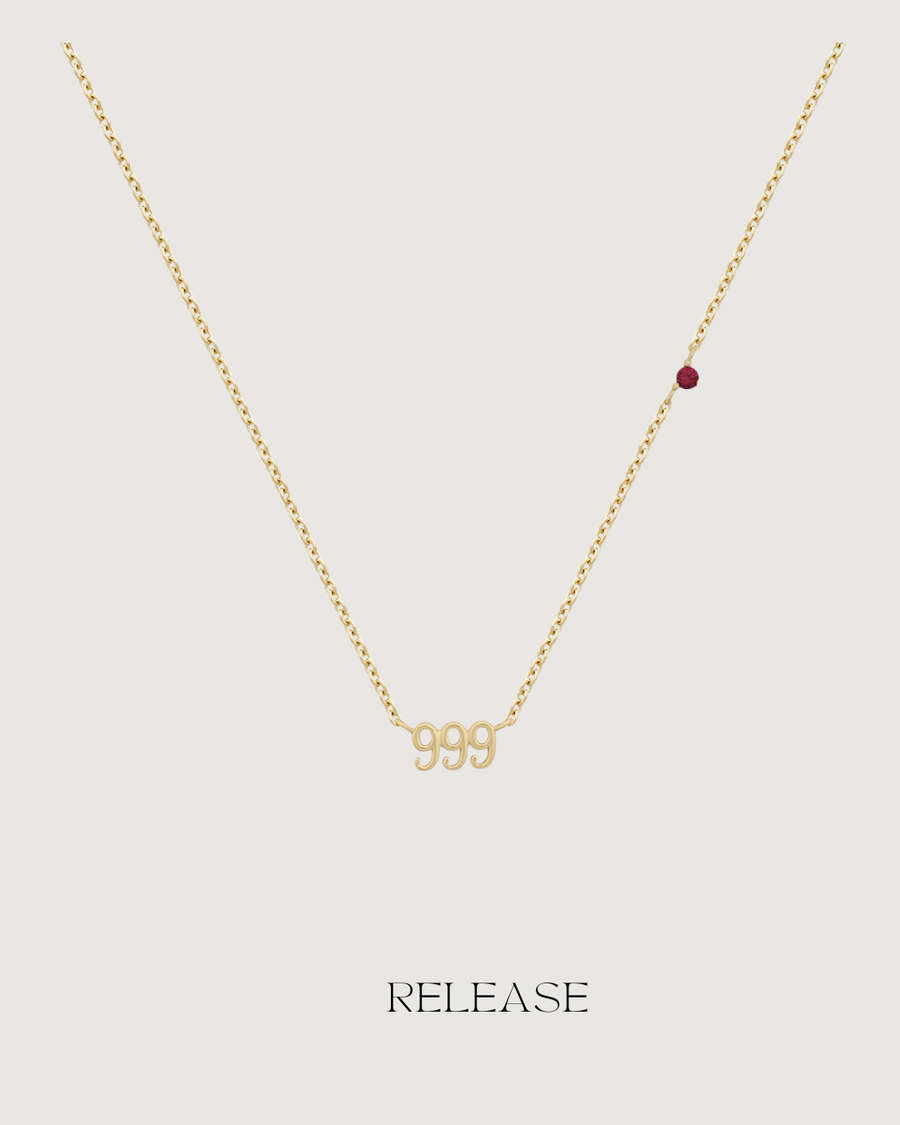 ANGEL NUMBER 999 CHOKER NECKLACE - RELEASE - GOLD - STUDIO JO STORE  