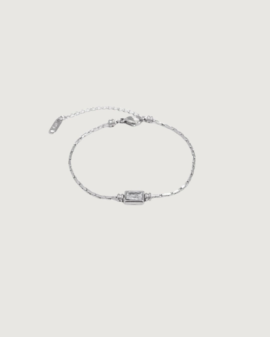 SQUARE DIAMOND PENDANT BRACELET PLATINUM SILVER - STUDIO JO STORE  