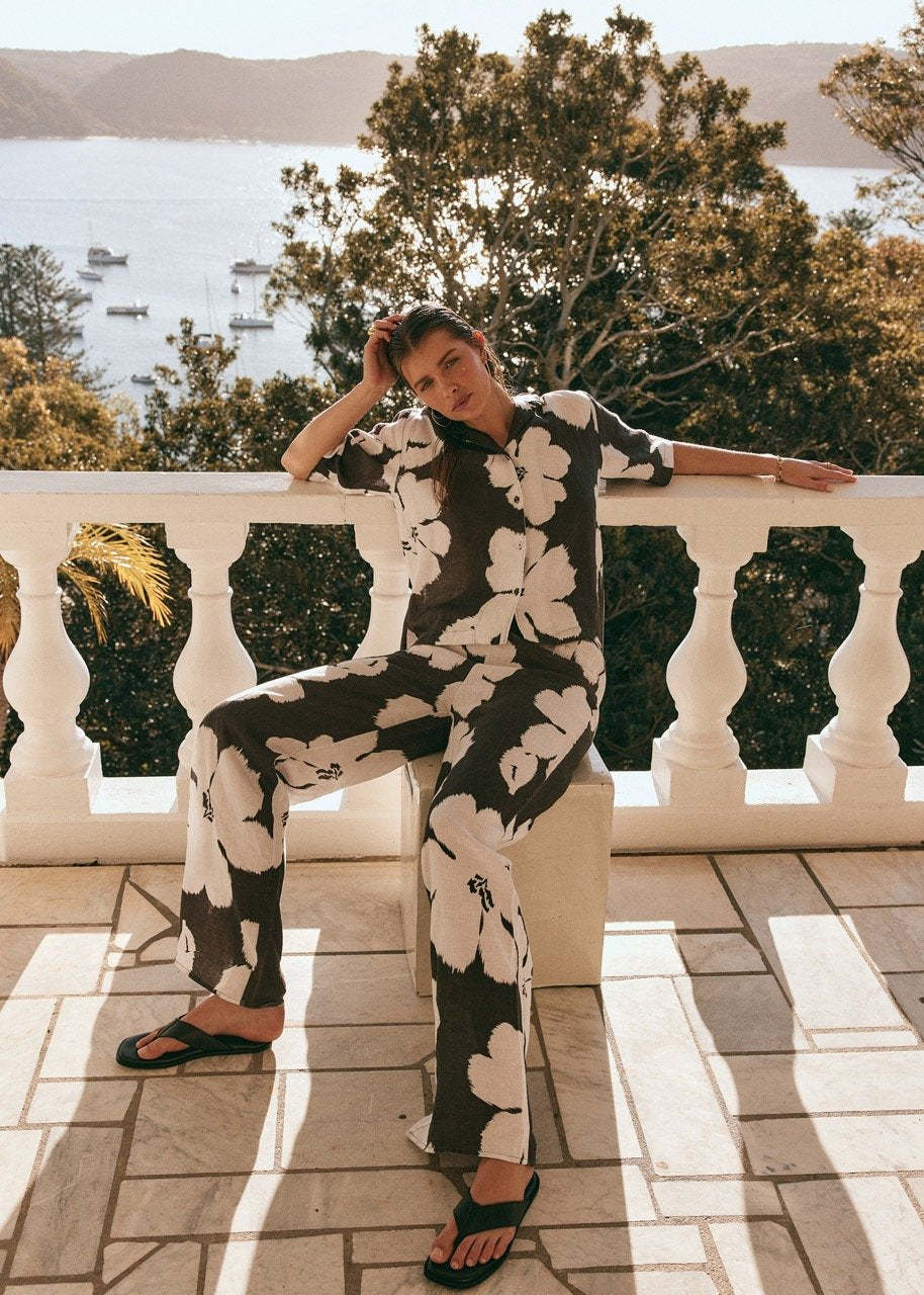 PIPPA RIDLEY - CATALINA PANT BLOOM CHARCOAL - STUDIO JO STORE  