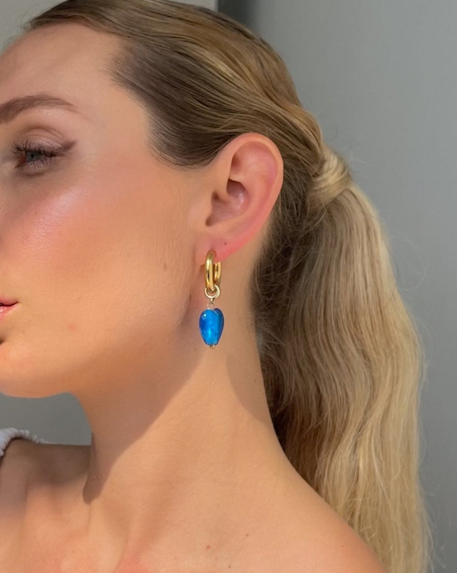 OCEAN WAVE HEART DROP EARRINGS BLUE - STUDIO JO STORE  