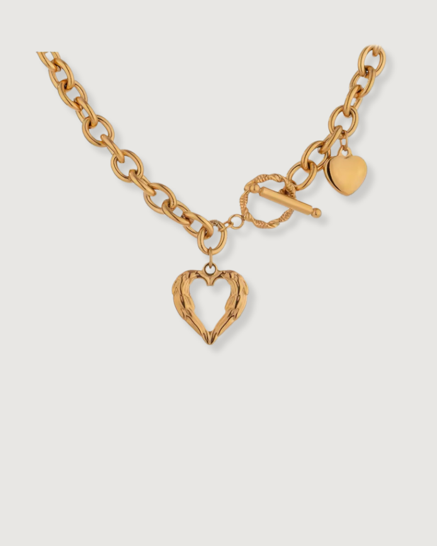 HEART CHARM CHAIN NECKLACE 18K GOLD PVD - STUDIO JO STORE  