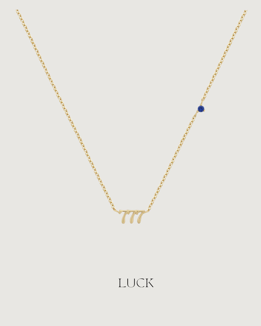 ANGEL NUMBER 777 CHOKER NECKLACE - LUCK - GOLD - STUDIO JO STORE  