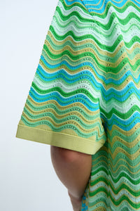 Thumbnail for By Johnny Rayne Ripple Knit Shirt - Green Multi