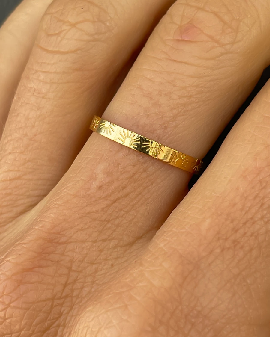 Aura Sun Engraved Stacking Ring – 18K Gold PVD - STUDIO JO STORE  