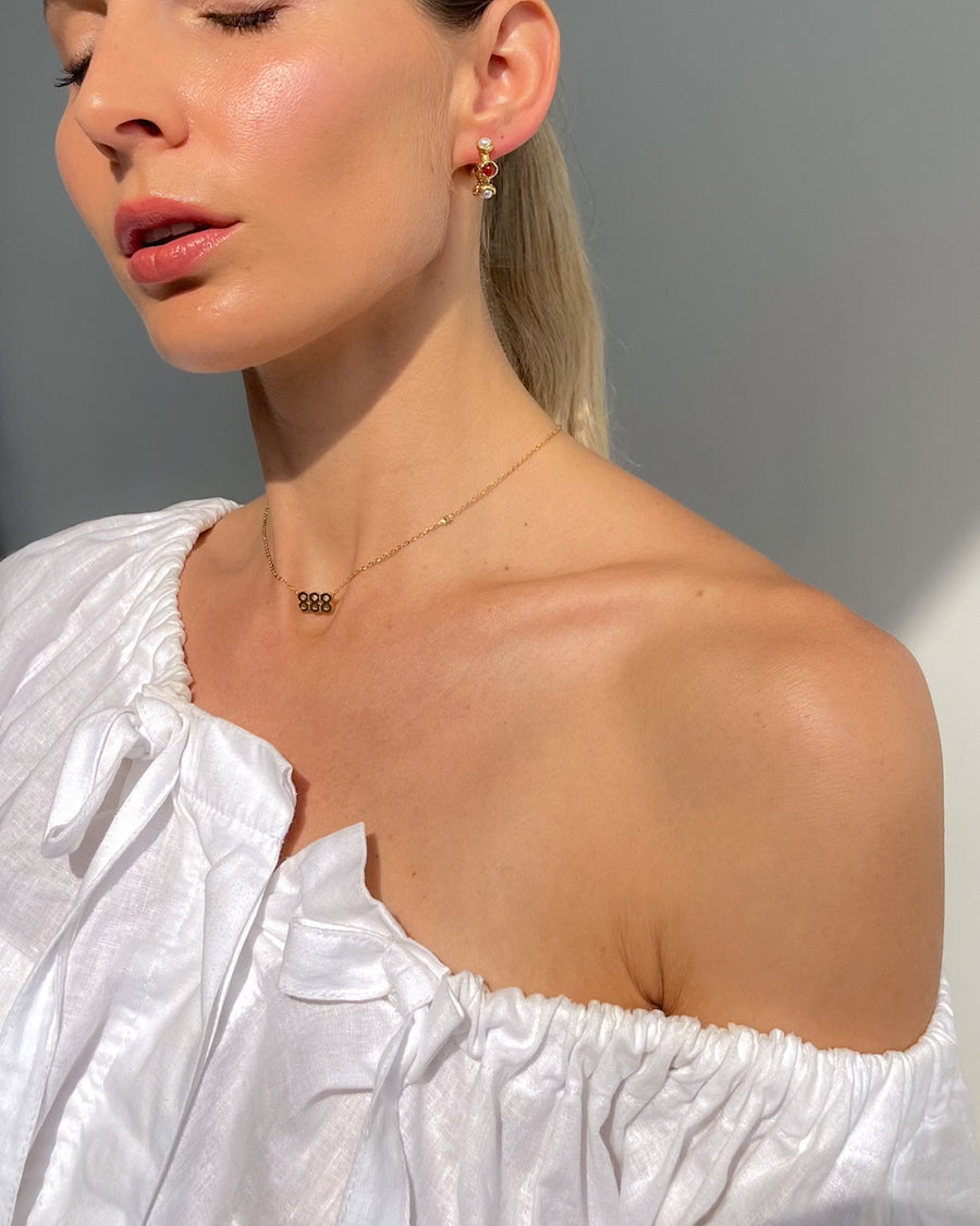 Textured Pearl & Stone Stud Hoops - STUDIO JO STORE  