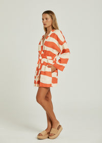 Thumbnail for PIPPA RIDLEY CABO ROBE DRESS CORAL WAVE - STUDIO JO STORE  