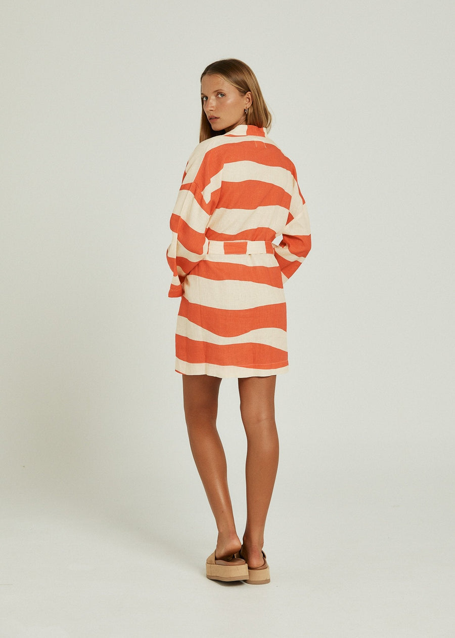 PIPPA RIDLEY CABO ROBE DRESS CORAL WAVE - STUDIO JO STORE  