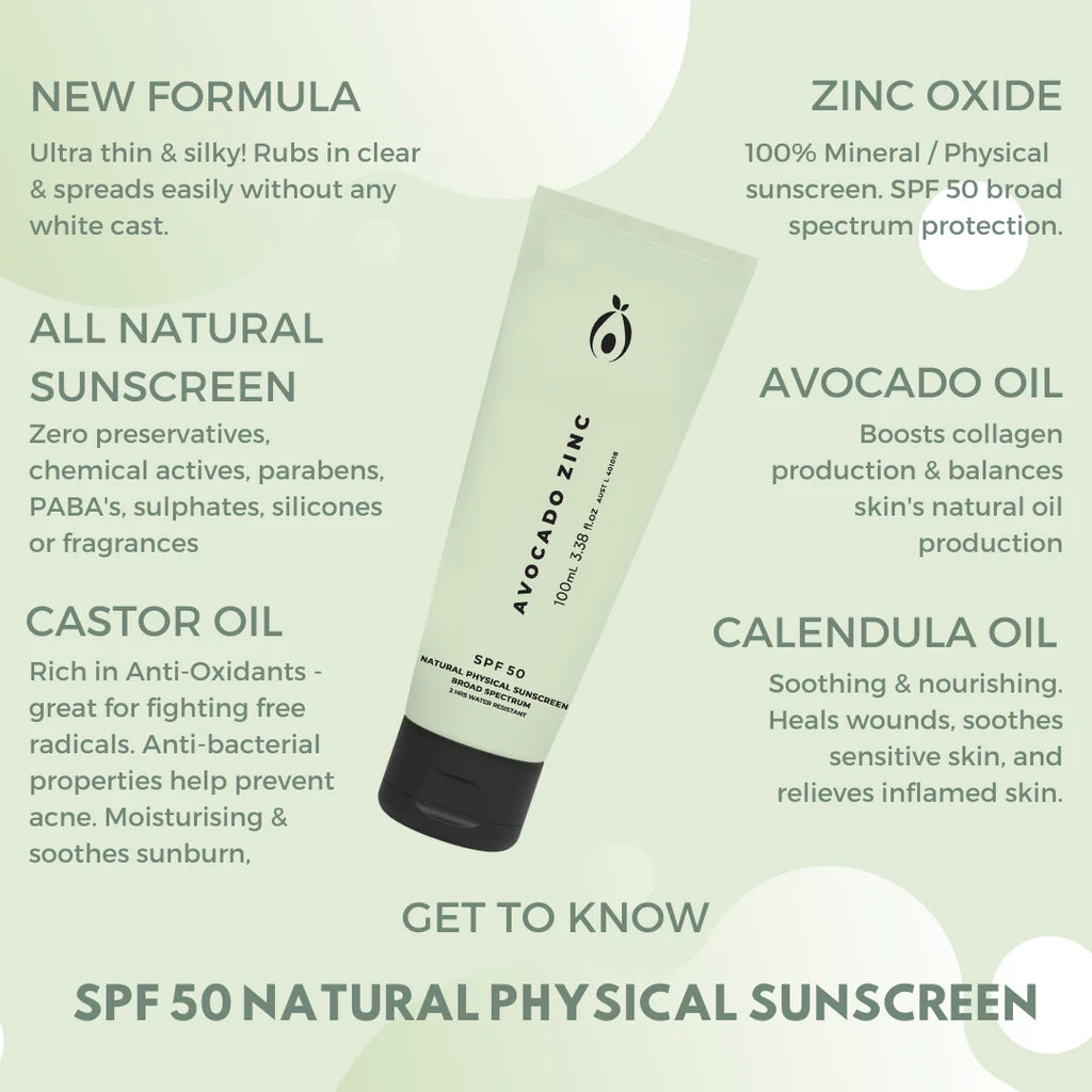 Avocado Zinc SPF 50 Natural Face Sunscreen