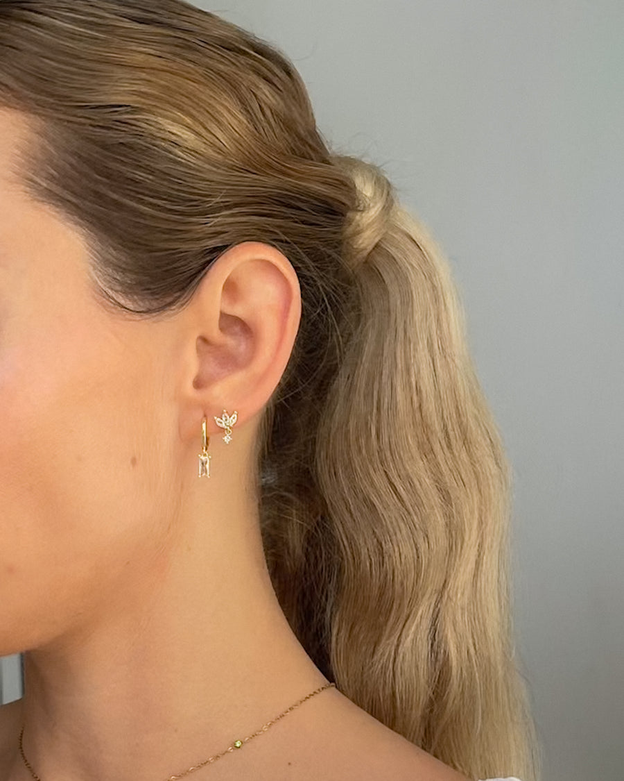 ISLA BAGUETTE HOOP EARRINGS CLEAR CRYSTAL 18K GOLD PVD PLATED - STUDIO JO STORE  