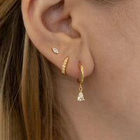 Thumbnail for PEAR-CUT CRYSTAL DANGLE HOOP EARRINGS 18K GOLD PVD - STUDIO JO STORE  