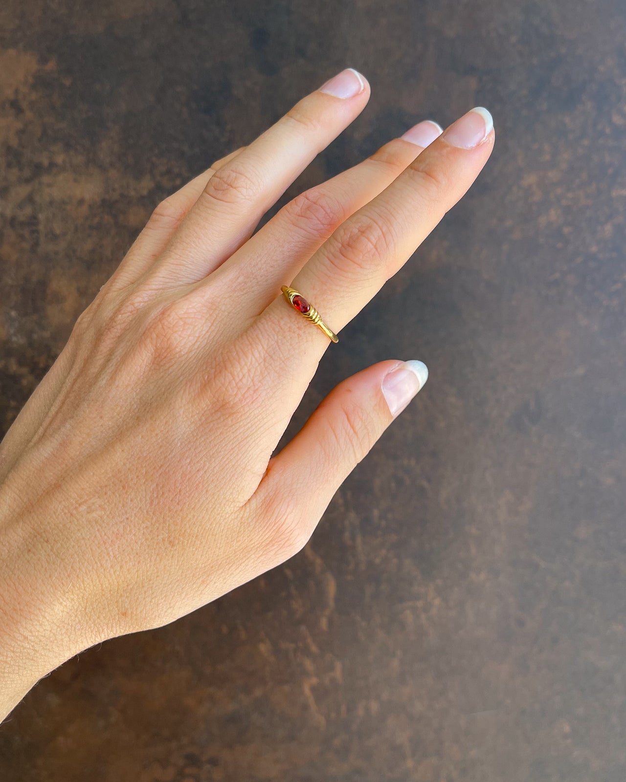 Red Zirconia Ring Gold - STUDIO JO STORE  