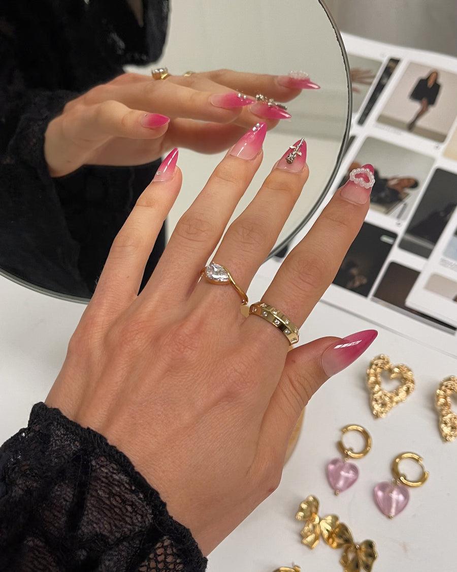 TEARDROP DIAMOND RING 18K GOLD PVD - STUDIO JO STORE  