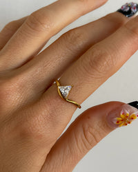 Thumbnail for TRIANGLE TRILLION CUT ZIRCONIA RING 18K GOLD PVD - STUDIO JO STORE  