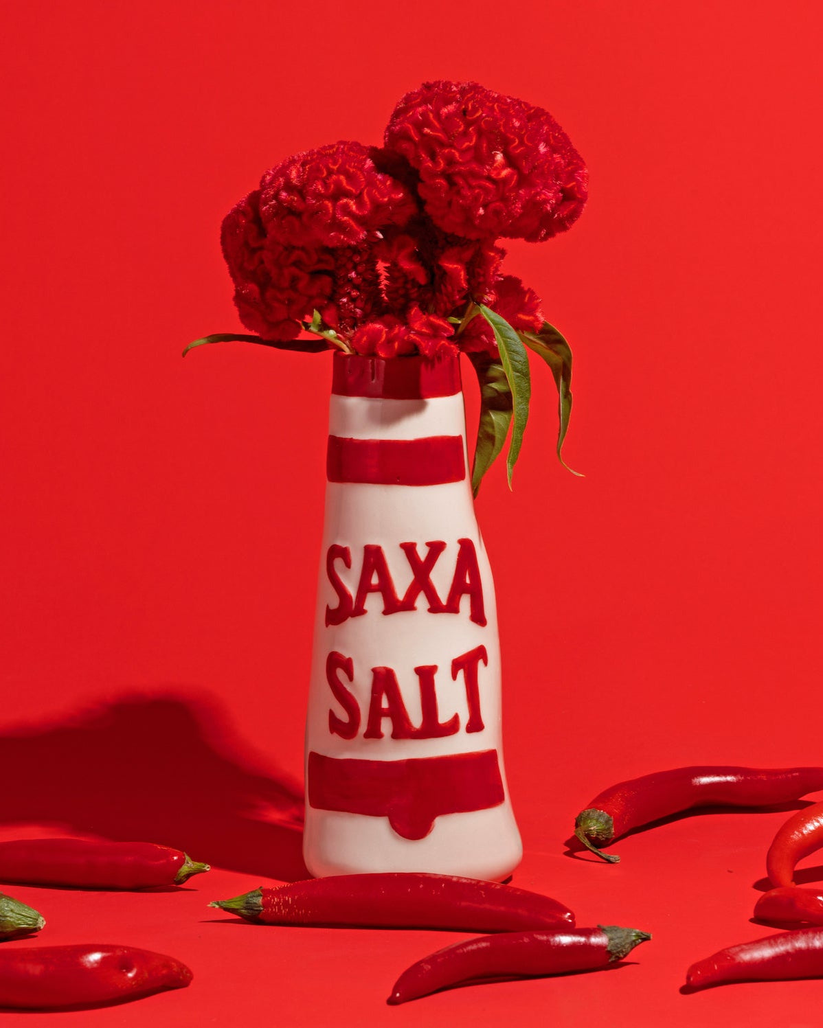 The Austin Flowers Saxa Salt Vase Red