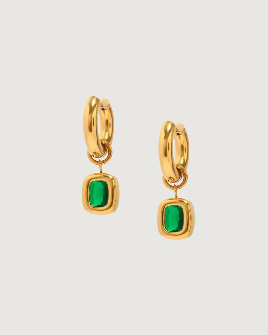 Esme Emerald Drop Hoops 18K Gold - STUDIO JO STORE  