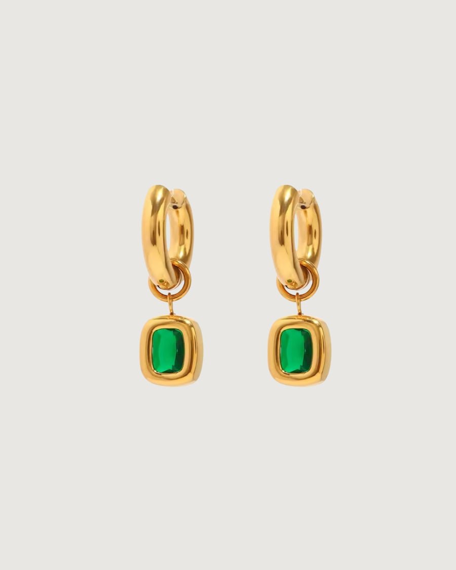 Esme Emerald Drop Hoops 18K Gold - STUDIO JO STORE  