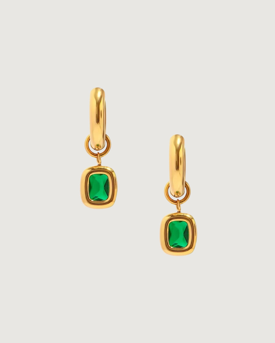 Esme Emerald Drop Hoops 18K Gold - STUDIO JO STORE  