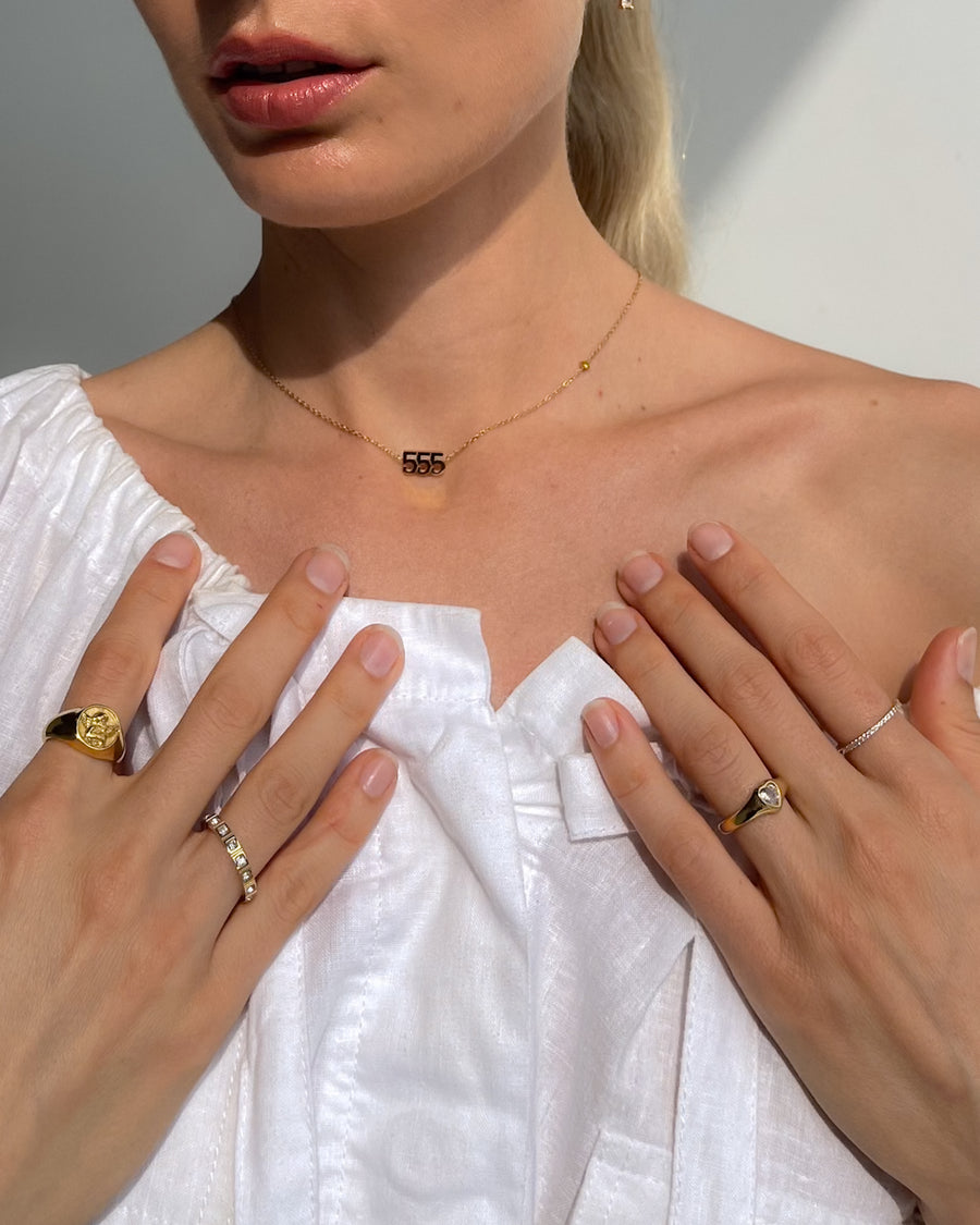 CUPID ANGEL ROUND SIGNET RING 18K GOLD PLATED - STUDIO JO STORE  