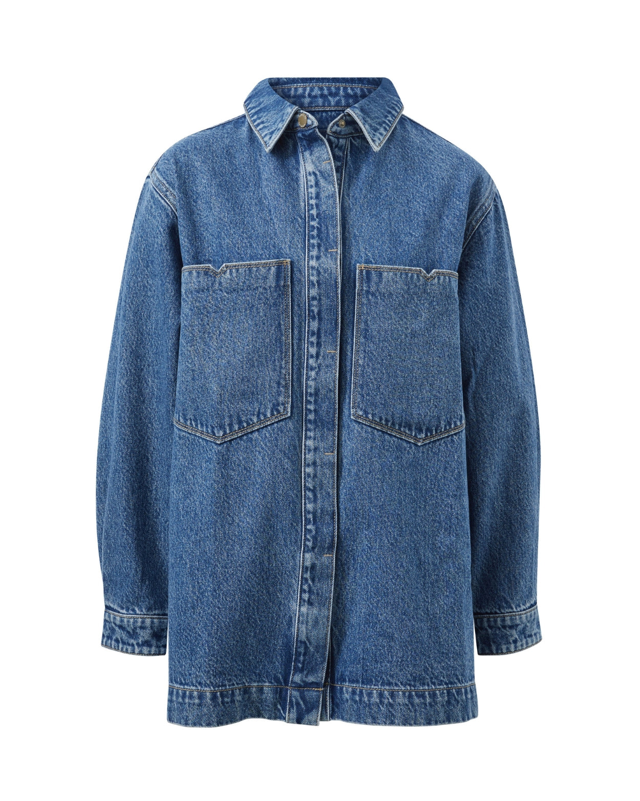 GOLDIE LONGLINE DENIM SHACKET FRESH INDIGO - STUDIO JO STORE  