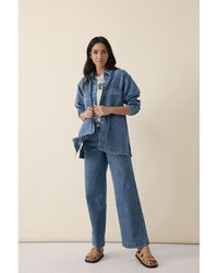 Thumbnail for GOLDIE LONGLINE DENIM SHACKET FRESH INDIGO - STUDIO JO STORE  
