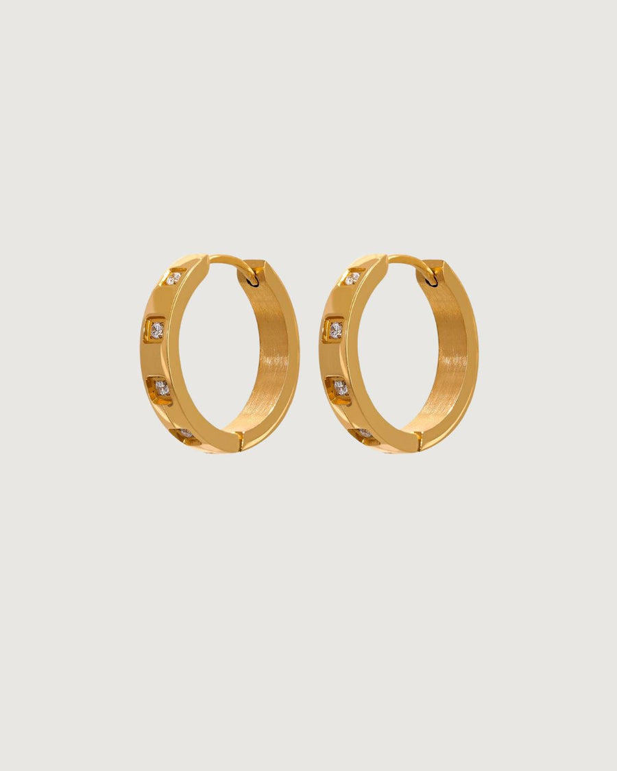 Gold Diamond Hoop Earrings – 18K PVD & Zirconia